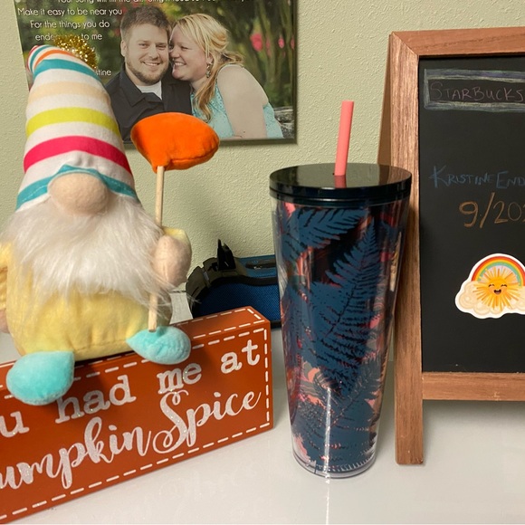 Starbucks NWT Blue & Maroon Forest scene 24oz Tumbler - Picture 3 of 3